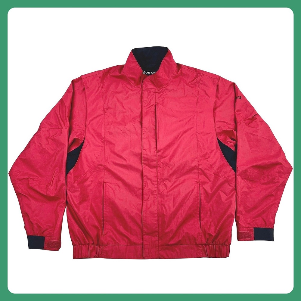FJ FootJoy DryJoys Golf Windbreaker Rain Jacket Men Large Red Black‎ Performance